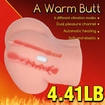 Male Masturbator Automatic Heating Sex Doll Big Butt 6 Vibration 2 Realistic Textured Channel Pocket Pussy Hip Sleeve Tight Anal Vaginal Adult Sex Toys 5.3Lb Warm Ass