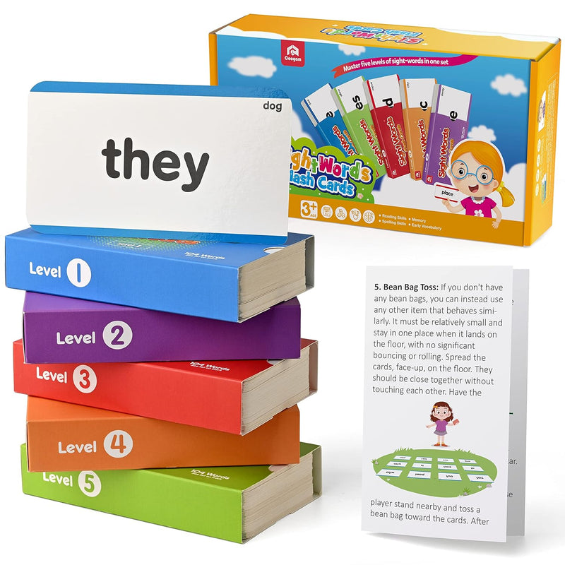Coogam 520 Sight Words Learning Vocabulary Flash Cards, Dolch Fry High Freq