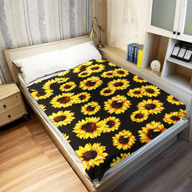 Sunflower Blanket, 40"X50" Double Sided Print Soft Warm Reversible Throw Blank