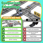 Magnetic Road Tiles Set with Pullback Cars for Kids Ages 3+