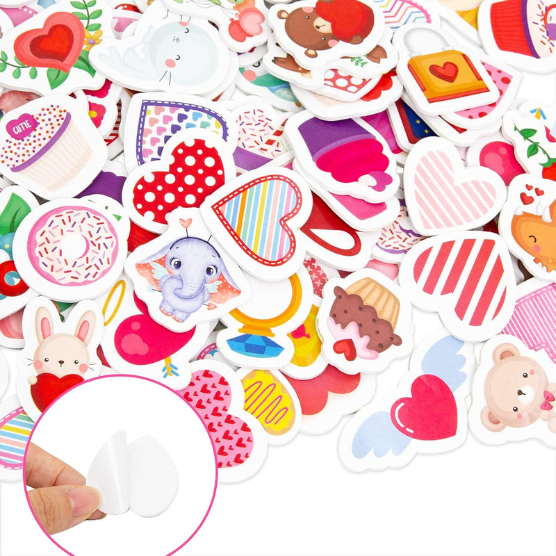 400 Pcs Valentine's Day Foam Stickers, Hearts, Animals & Cupcakes for DIY Crafts