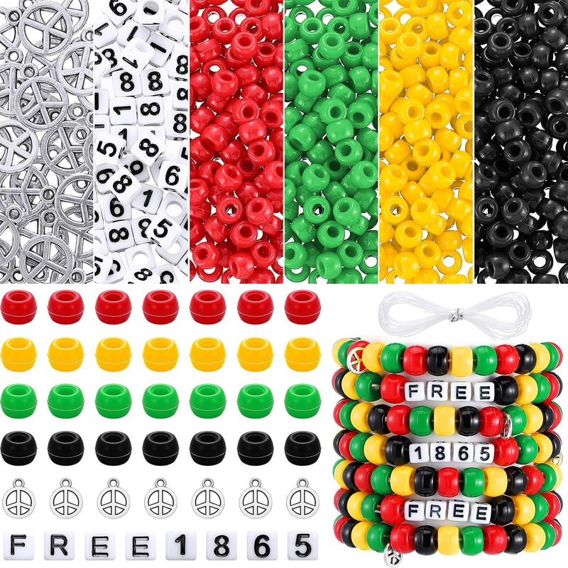 Juneteenth Wristband Making Kit with Pony Beads and Peace Sign