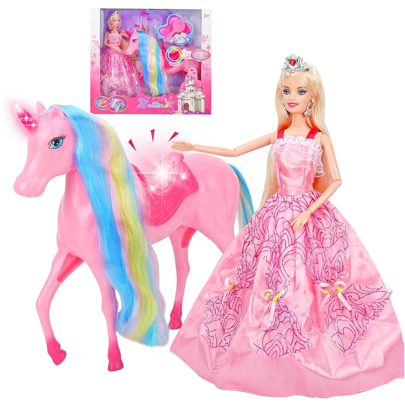 Magical Light Unicorn Princess Dolls Set, Unicorn Toys For Girls, Horse Toy
