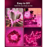 Fairy Lights Battery Operated, Twinkle String Lights Waterproof Silver Wire 5 Feet 60 Led Firecracker Starry Lights For Diy Wreath Home Wedding Party Bedroom Mason Jar Holiday Christmas, Pink