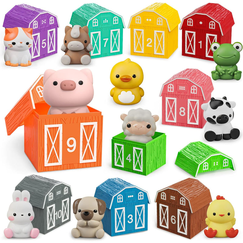 Learning Toys For 1 2 3+ Year Old Toddlers, 20Pcs Farm Animals Barn Toys Fi