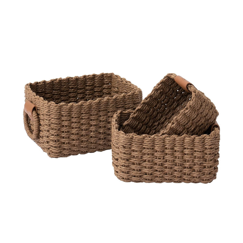 Woven Storage Baskets, Recycled Paper Rope Bin Organizer Divider For Cupboards D