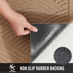 Sturdy Front Door Mat, Absorbent Muddy Dirt Resist Welcome Door Mats Outdoor Indoor, Stain and Fade Resistant, Non-Slip Backing Entry Mat Low Profile Doormat for Entryway, 29×17, Beige