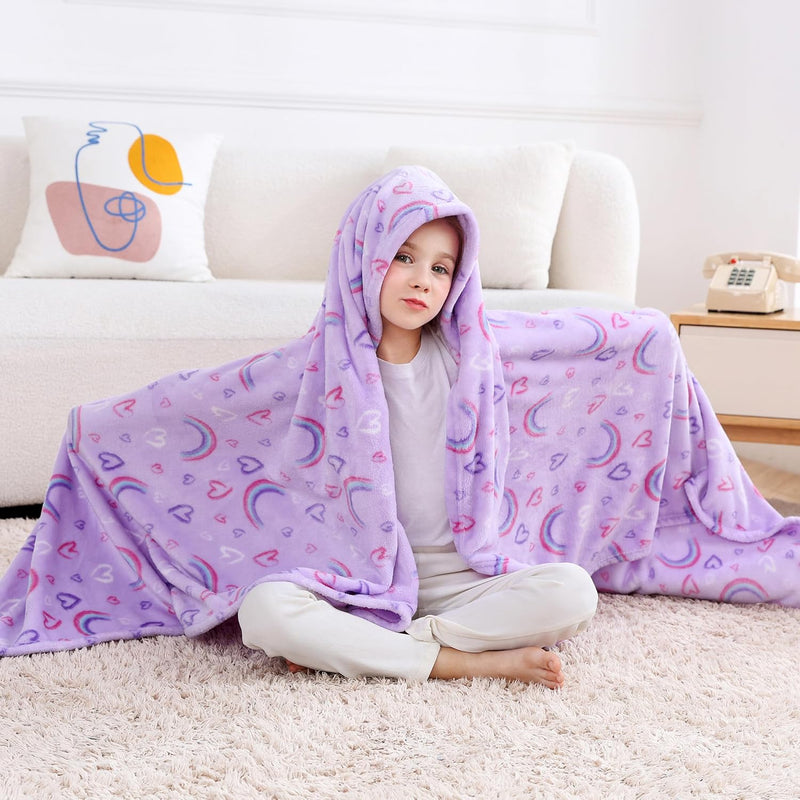 Rainbow Blanket For For Girls, Soft Cozy Flannel Kids Throw Blanket For Boys A