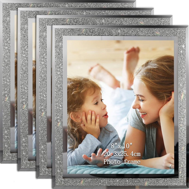 4 Pack 8X10 Picture Frames, Sparkle Glass Photo Frame 8 By 10 Set For Tabletop
