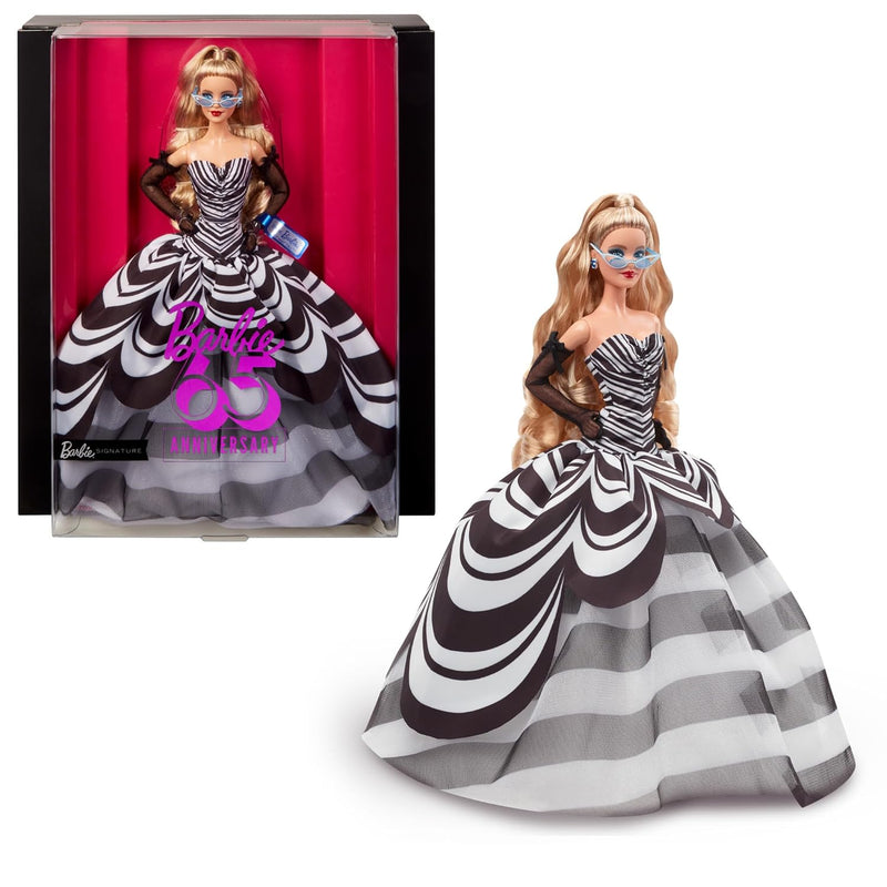 Barbie Signature Doll, 65th Anniversary Collectible with Blonde Hair, Black