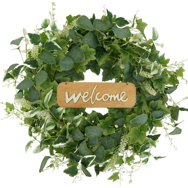 Artificial Green Eucalyptus Wreaths For Front Door Spring Summer Wreath With E