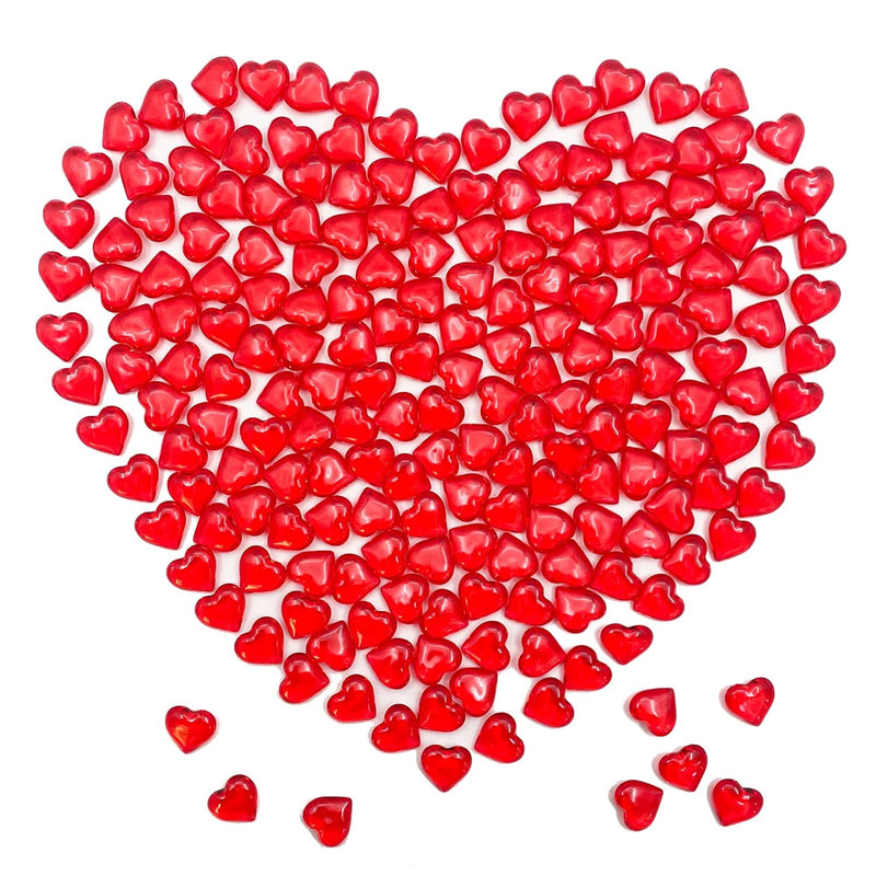 200Pcs Red Heart, Valentines Day Accessories ,Heart Crystals Gems For Christma
