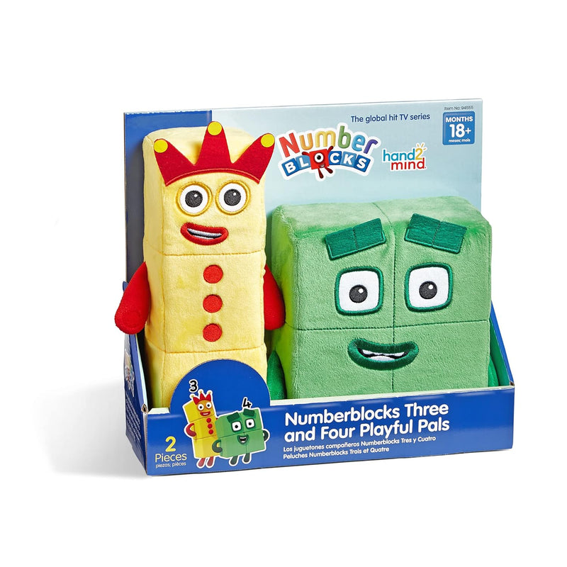 hand2mind Numberblocks Three and Four Playful Pals, Small Plush Figure Toys