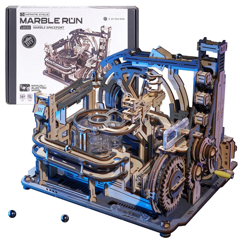 RoWood 3D Puzzles for Adults,Marble Spaceport LGC01 Model Kits,Marble Run W