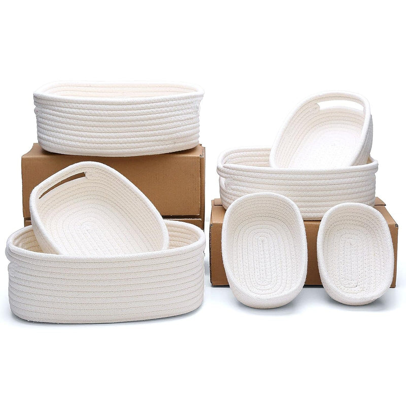 7 Piece Cotton Rope Woven Basket Set - Woven Storage Basket Pets Toy Cotton Rope