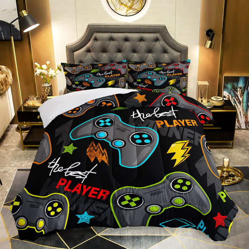 Gamer Comforter Sets For Teen Boys, Gaming Bedding Sets Full Set,Video Game Be