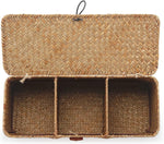 Seagrass Tank Basket with Lid Woven Toilet Roll Storage Basket with Sections Rectangular for Organize Snack Toys Tampon (Large Compartment 16.5inch L x 5.5inch W x 5.5inch H) Natural
