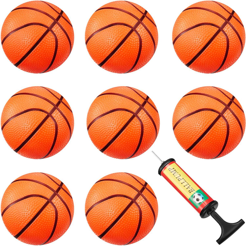 8 Pcs Mini Basketballs With Inflation Pump Small Inflatable Basketball For