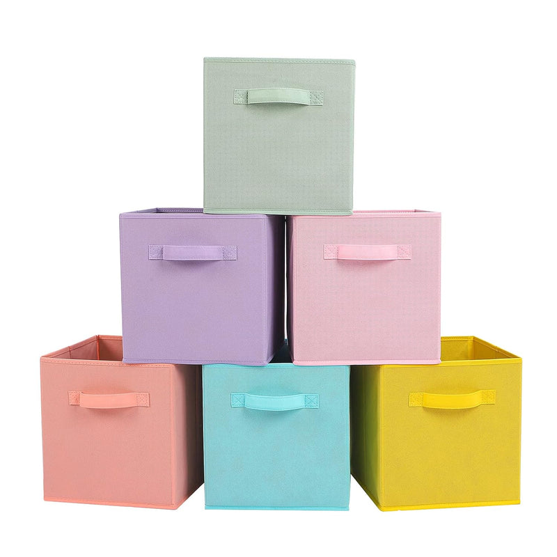Fabric Storage Bins 6 Pack Fun Colored Durable Storage Cubes With Handles Foldab