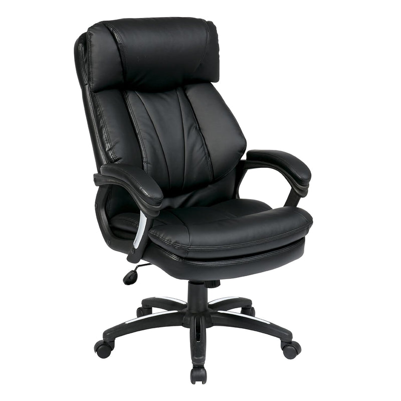 Fl Series Oversized Faux Leather Executive Office Chair With Padded Loop Arms,