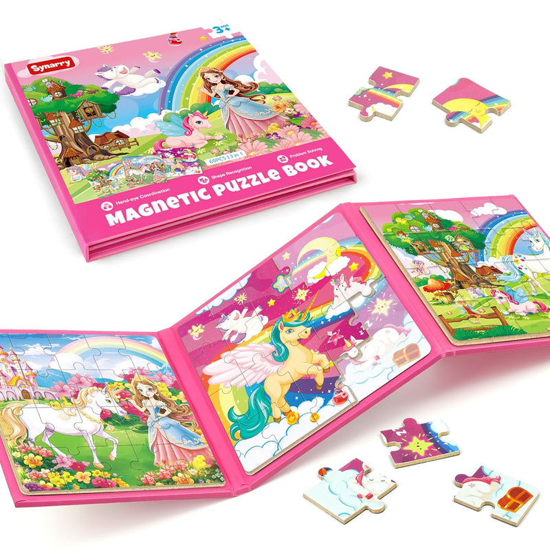 Unicorn Princess Fairy Magnetic Puzzles For Toddlers 3 5 Girls, 20 Pieces T