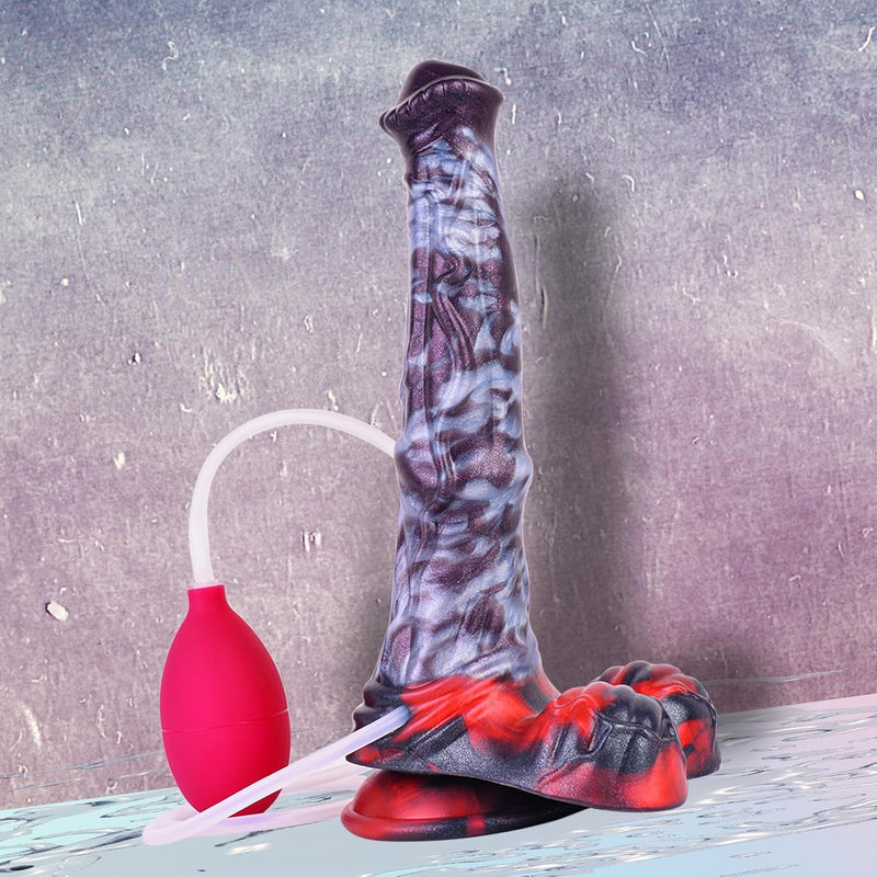 Squirting Horse Dildo Soft Safe Silicone Realistic Ejaculating Dildo Strong Suction Cup 9.8 Inch Thick Animal Dildos Xl Fake Penis Large Butt Plug Adult Toy For Women Gay Couples Man Anal Play (C)