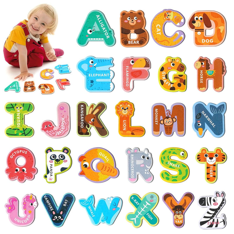 Magnetic Letters For Toddlers 1 3, 26Pcs Cute Animal Alphabet Magnets Lette