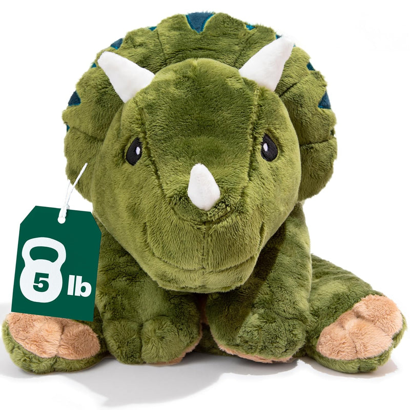 5 Lb Unscented Weighted Green Dinosaur Stuffed Animal Large, Cute Plush Toy