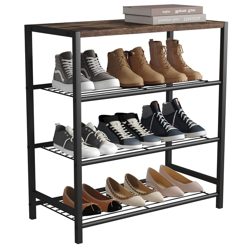 4-Tier Shoe Rack, Shoe Storage Shelf, Industrial Shoe Tower, Narrow Shoe Organiz
