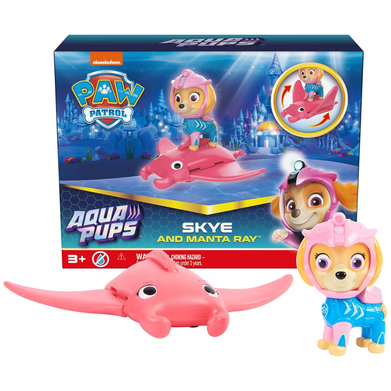 PAW Patrol, Aqua Pups Skye and Manta Ray Action Figures Set, Kids Toys for