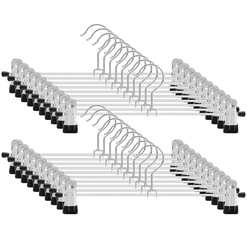 Pant Hangers, 12 Pack Skirt Hangers With Clips Metal Trouser Clip Hangers For He