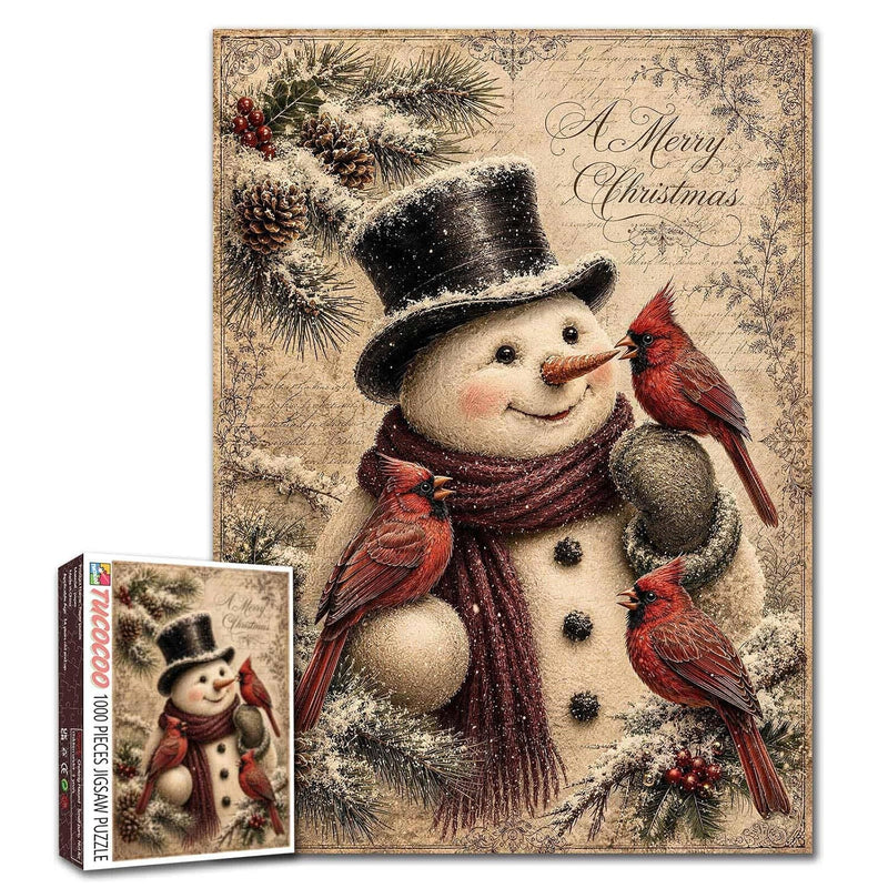1000 Piece Christmas Snowman Jigsaw Puzzle for Adults, Holiday Family Activity