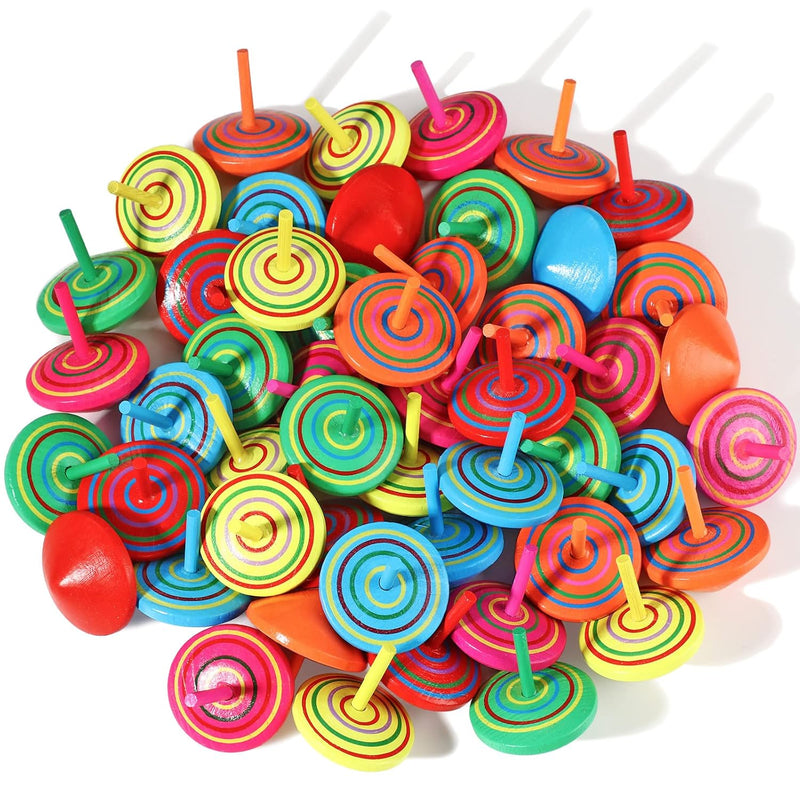 Aoriher Wood Spinning Tops for Kids, Colorful Wooden Gyroscopes Toy, Educat