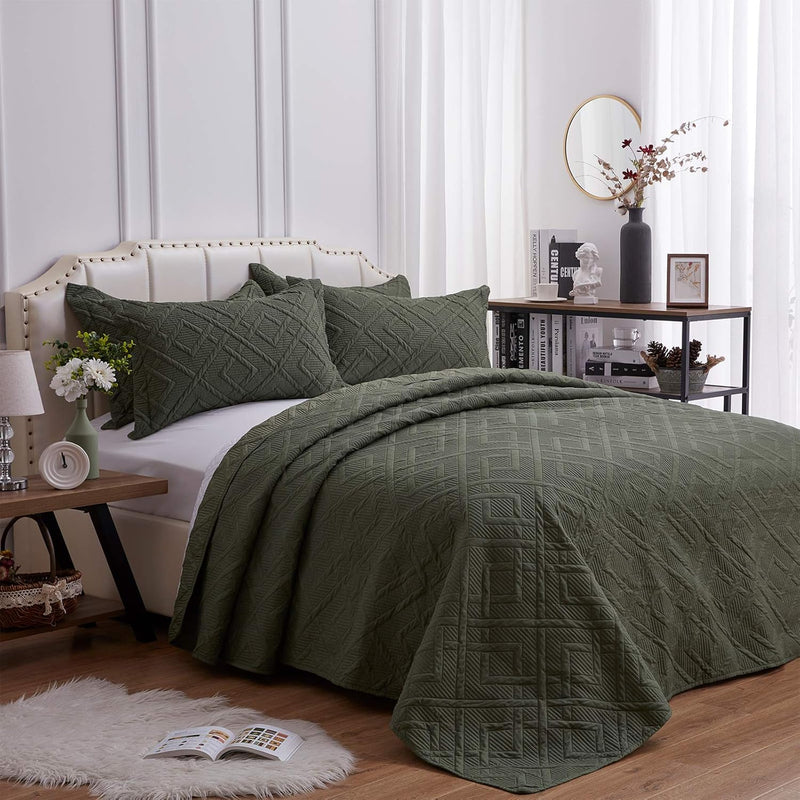 3 Piece Quilt Set Full/Queen Size 90X96 Inch Quilted Coverlet With 2 Pillow Sh