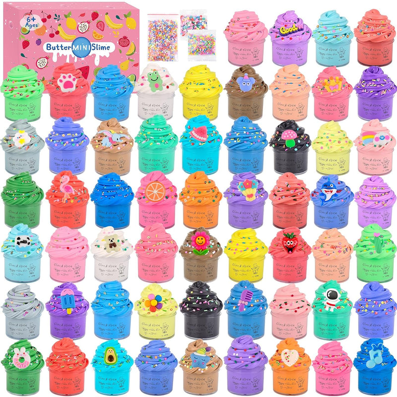 58 Pack Mini Slime Kit For Girls And Boys,Frog, Astronaut,Milk,Claws,Stars Cut