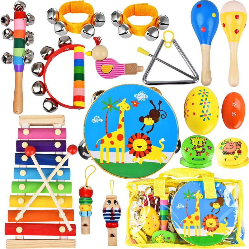 Kids Musical Instruments Set, 20 Pcs Wooden Shakers Percussion Instruments
