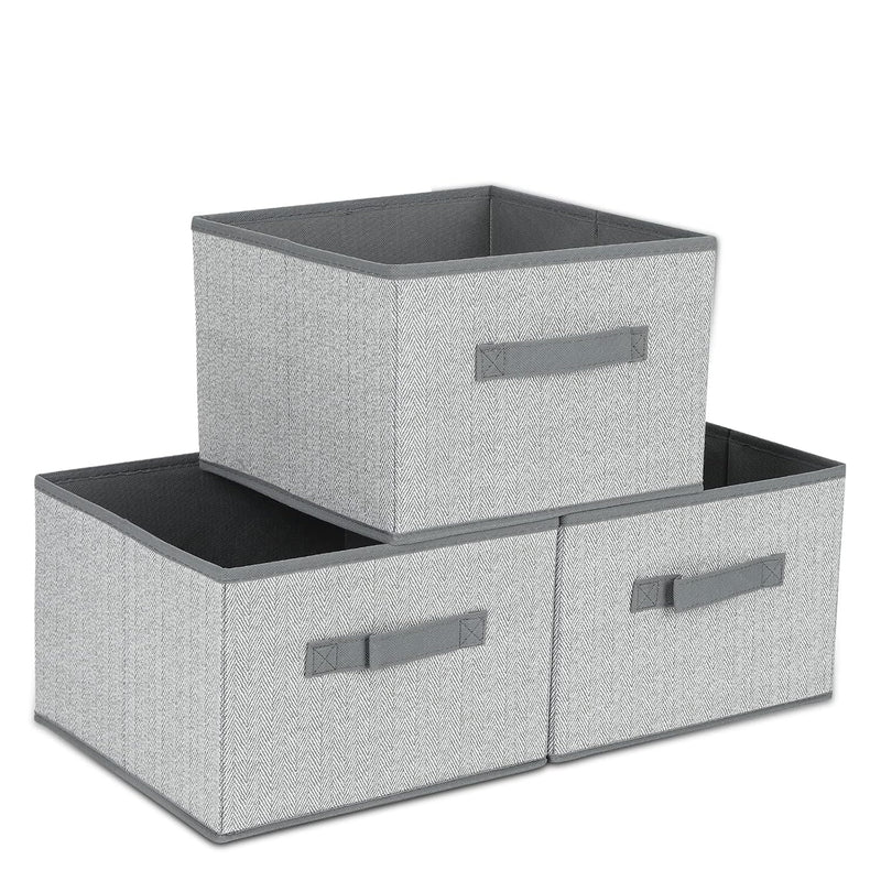 Fabric Bins [3-Pack], Foldable Cube Baskets Storage Boxes For Shelves, Closet, B