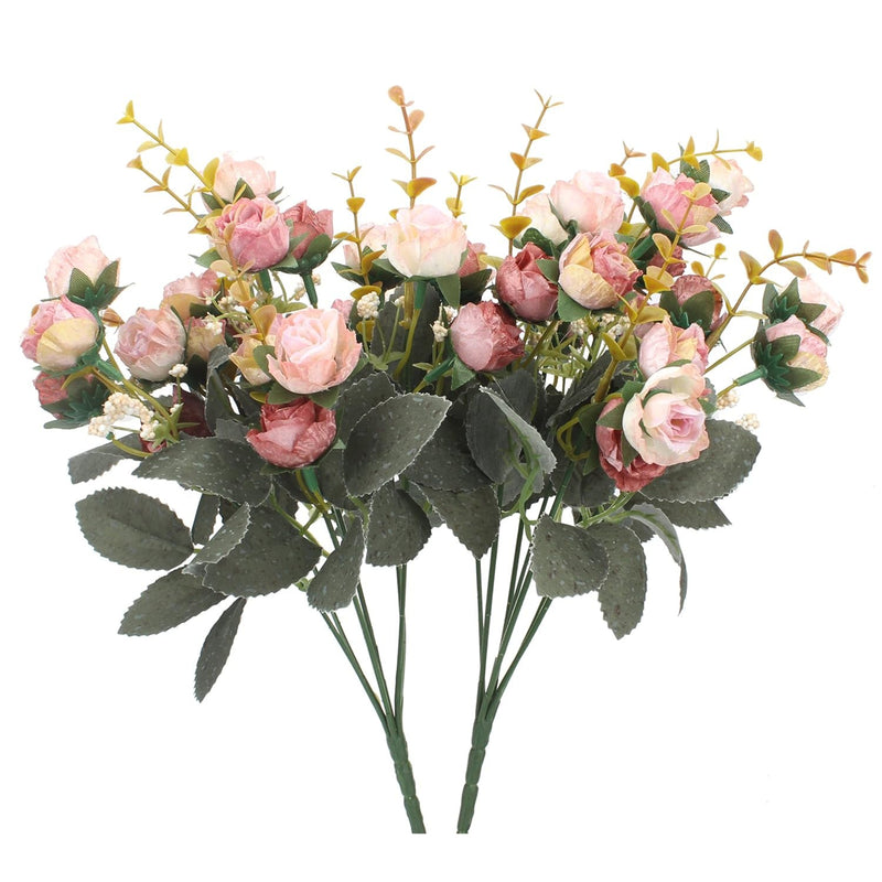 7 Branch 21 Heads Artificial Flowers Bouquet Mini Rose Wedding Home Office Dec