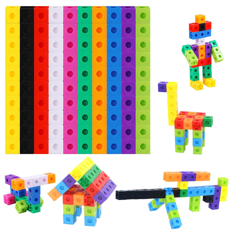 SpriteGru Math Linking Cubes, Set of 100 Math Cubes Manipulative Connecting
