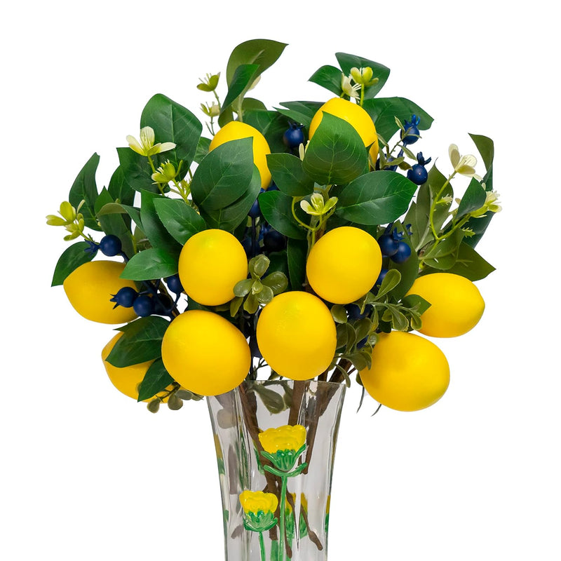 12" Artificial Lemon Blueberry Branches, Lemon Blueberry Stems For Diy Holiday