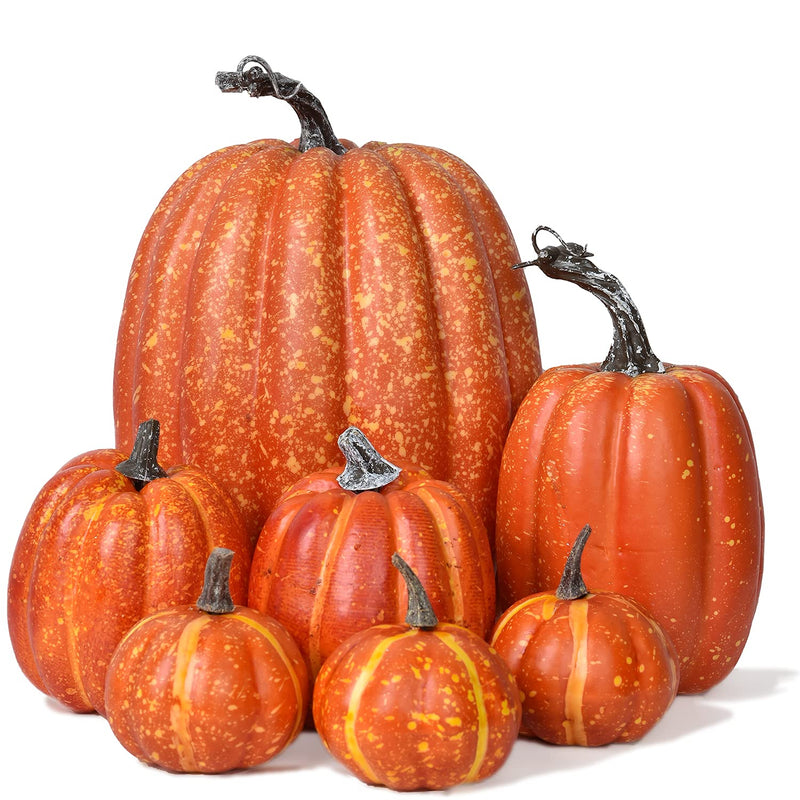 7Pcs Thanksgiving Artificial Pumpkin Home Decoration Sets, Artificial Vegetabl