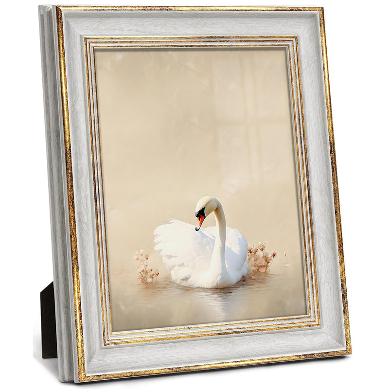 8X10 Picture Frames Vintage Photo Frame Antique Retro White Gold Edge Picture