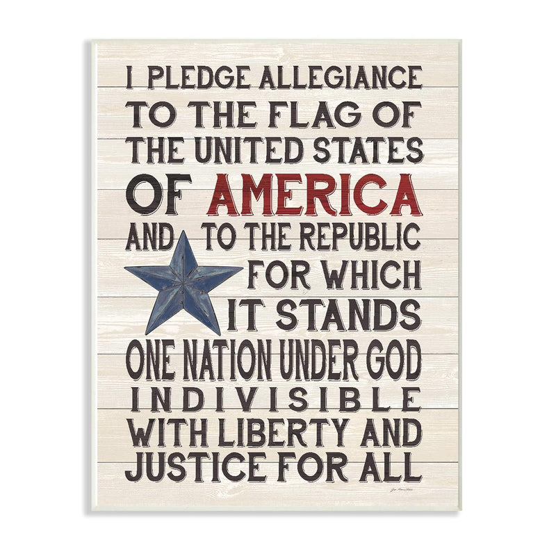 Pledge Of Allegiance Stars And Stripes Americana Rustic Wood Look Sign Art, 10