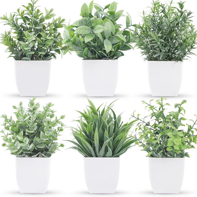 6 Packs Fake Plants Small Artificial Plants Faux Plants Indoor For Home Bathro