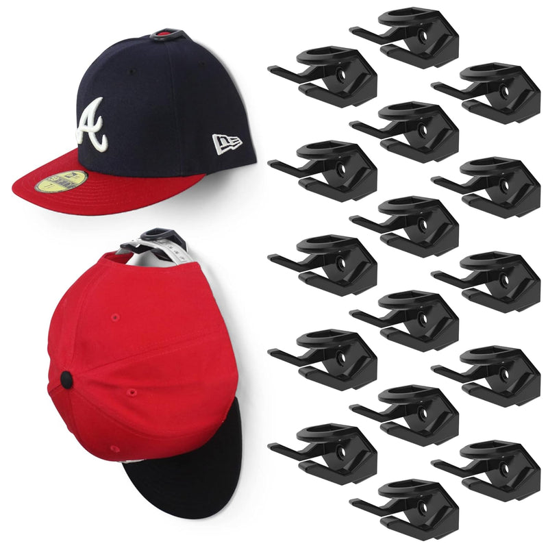 Adhesive Hat Hooks For Wall (16-Pack) - Hat Rack For Baseball Caps, Minimalist H