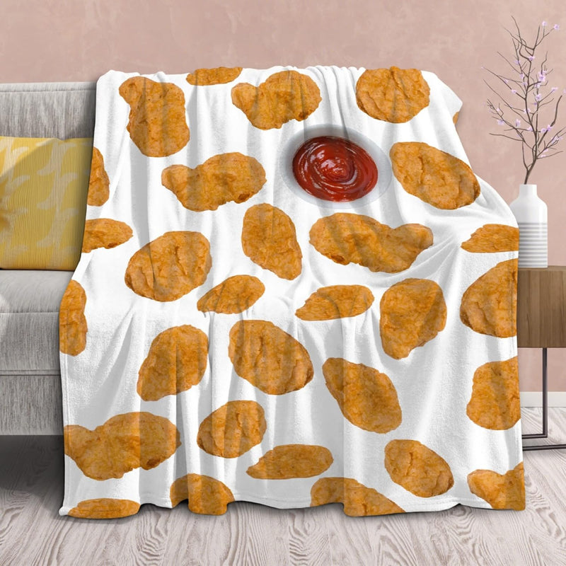 Blanket Chicken Nuggets Fried Throws Gift For Kids Boys Girls Plush Lightweigh