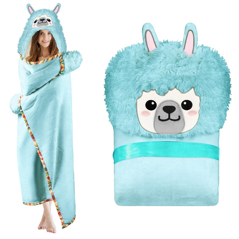 Llama Wearable Hooded Blanket For Adults – Super Soft Warm Cozy Plush Flannel