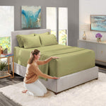 Extra Deep Pocket Sheets - Fits Mattress 18-24 Inches Deep - Extra Deep Pocket King Size Sheets Sets - 6 Piece King Size Sheets - King Sheets Deep Pocket - Sage Sheets