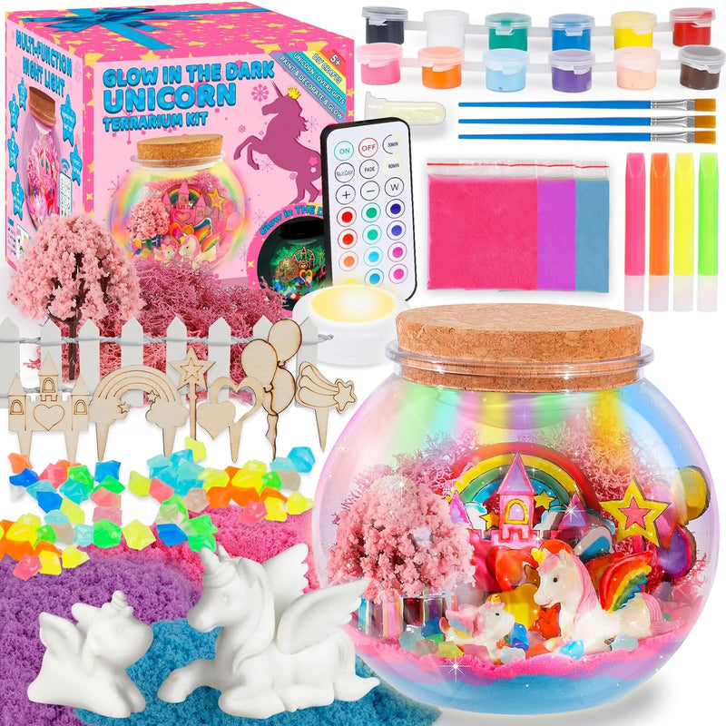 Unicorn Terrarium Kit For Kids Arts & Crafts Activities Sets With Glow In T
