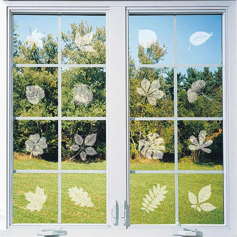 Window Decals For Bird Strikes,52 Pieces Large Leaf Shape Anti Collision Windo